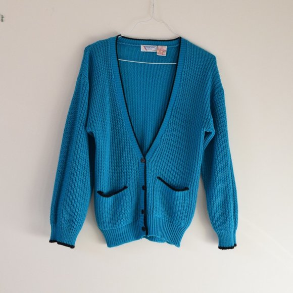 Vintage Sweaters - RAPIDO Vintage Knit Button Up V-neck Cardigan Sweater | Size M